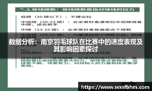 数据分析：南京羽毛球队在比赛中的速度表现及其影响因素探讨