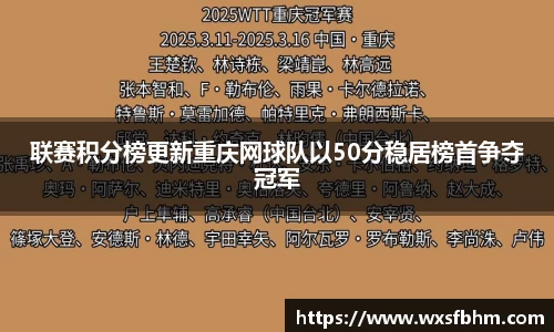 联赛积分榜更新重庆网球队以50分稳居榜首争夺冠军