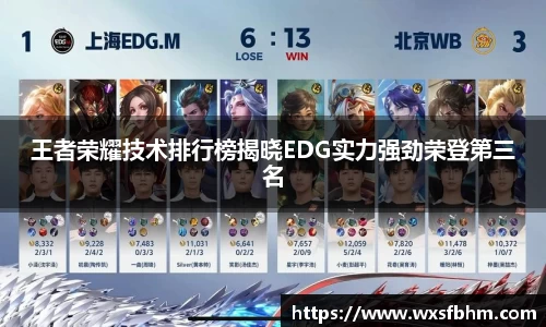 王者荣耀技术排行榜揭晓EDG实力强劲荣登第三名